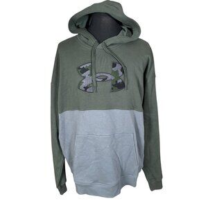Under Armour Men's Loose Coldgear Green Gray Camo Hoodie Sweatershirt 2XL